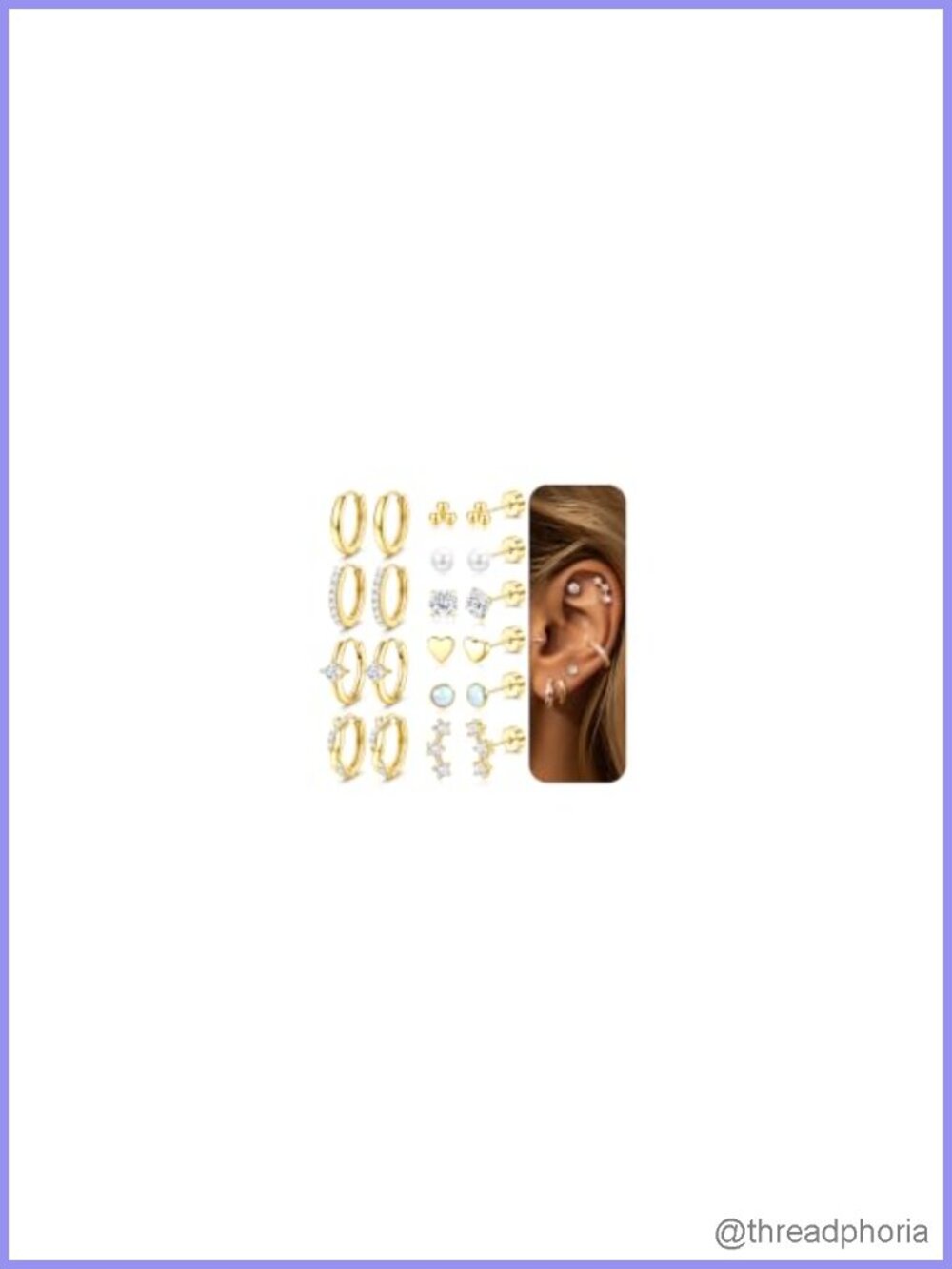14k Gold Plated Stainless Steel Flat Back Stud Earrings Set Hypoallergenic